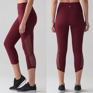 Lululemon Body Con Crop Leggings Deep Rouge size 6